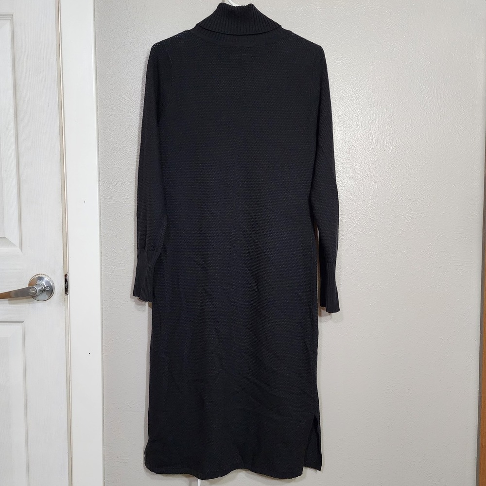 Prana Bodycon Dress Women's Medium Black Knit Turtleneck Midi - Picture 2 of 7
